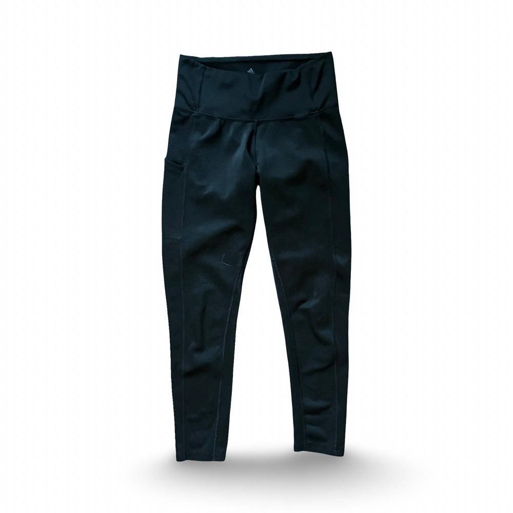 Adidas Climalite Black High Waisted Leggings Women Small Side Pocket Athletic